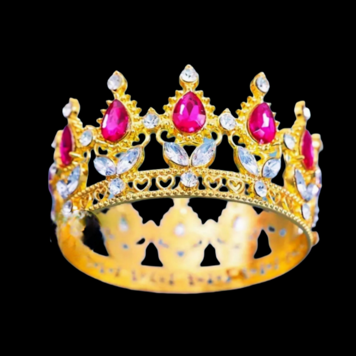 Декор для торта Корона D8 см із малиновим камінням, фото 1