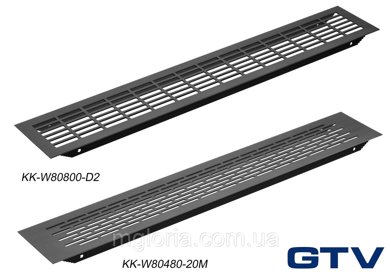 Решітка вентиляційна 480 х 80 мм чорна, фото 1