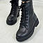 Черевики жіночі шкіряні на шнурівці, колір чорний, фото 3