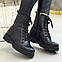 Черевики жіночі шкіряні на шнурівці, колір чорний, фото 7
