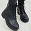 Черевики жіночі шкіряні на шнурівці, колір чорний, фото 5