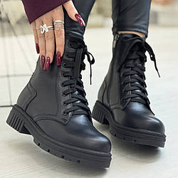 Черевики жіночі шкіряні демісезонні, колір чорний. Розміри 36-41