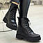 Черевики жіночі шкіряні на шнурівці, колір чорний, фото 6