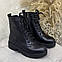 Черевики жіночі шкіряні на шнурівці, колір чорний, фото 9