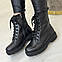 Черевики жіночі шкіряні на шнурівці, колір чорний, фото 8