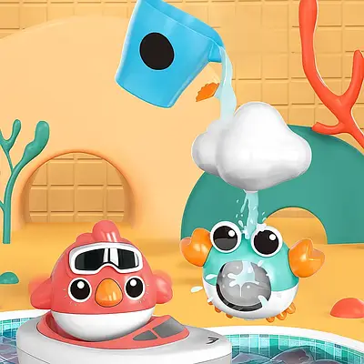 Дитячий іграшковий набір для купання та ігор у ванній 6 предметів водоспад баскетбольне кільце кораблик млин