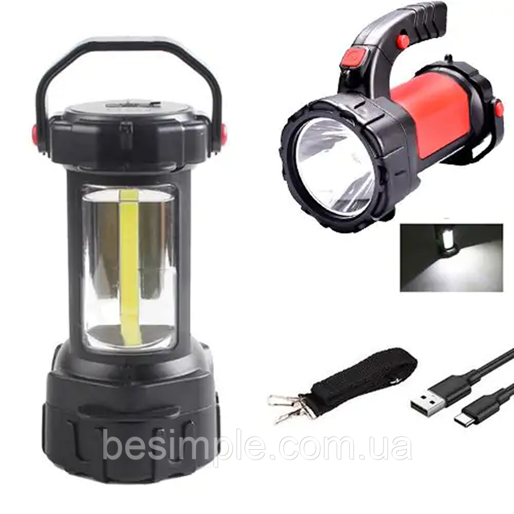 Переносной фонарь 5W с диодом COB T80C / Фонарь с павербанком / Кемпинговый фонарь / Прожектор, фото 1