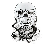 Маска на Хелловін з волоссям one size біло-чорний