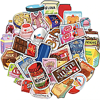 Набір стикерів 50 шт. Смачняшки Бренди Снеки водонепроникні для телефонів, скейтбордів, ноутбуків та іграшок