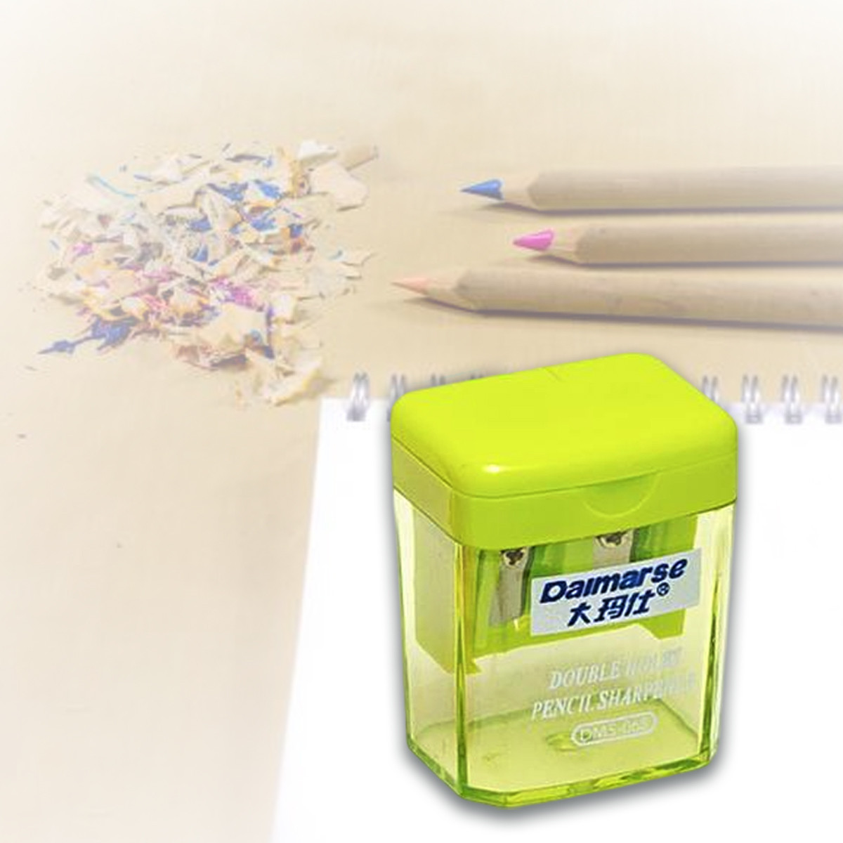 Пластикова точила з контейнером на два олівець DMS 068 DAIMARSE, фото 1