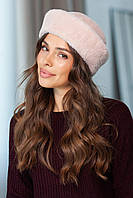Шапка з екохутра альпака "Морячка", колір пудра