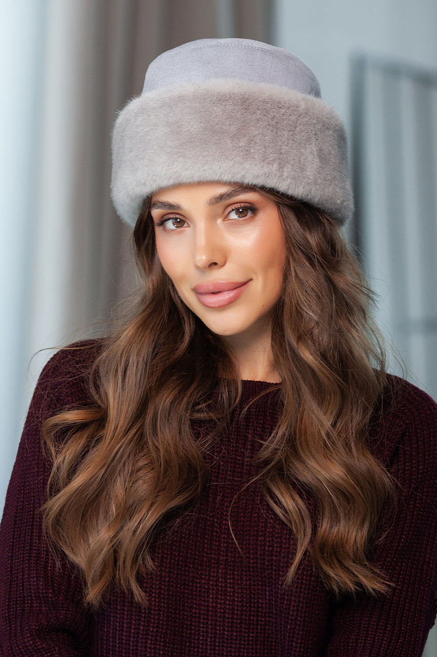 Шапка з екохутра "Норка", колір сірий