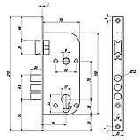 Замок врізний з ручками USK 70.012-45 (аналог Apecs 1523/60 BS45*70мм) Нікель, фото 8