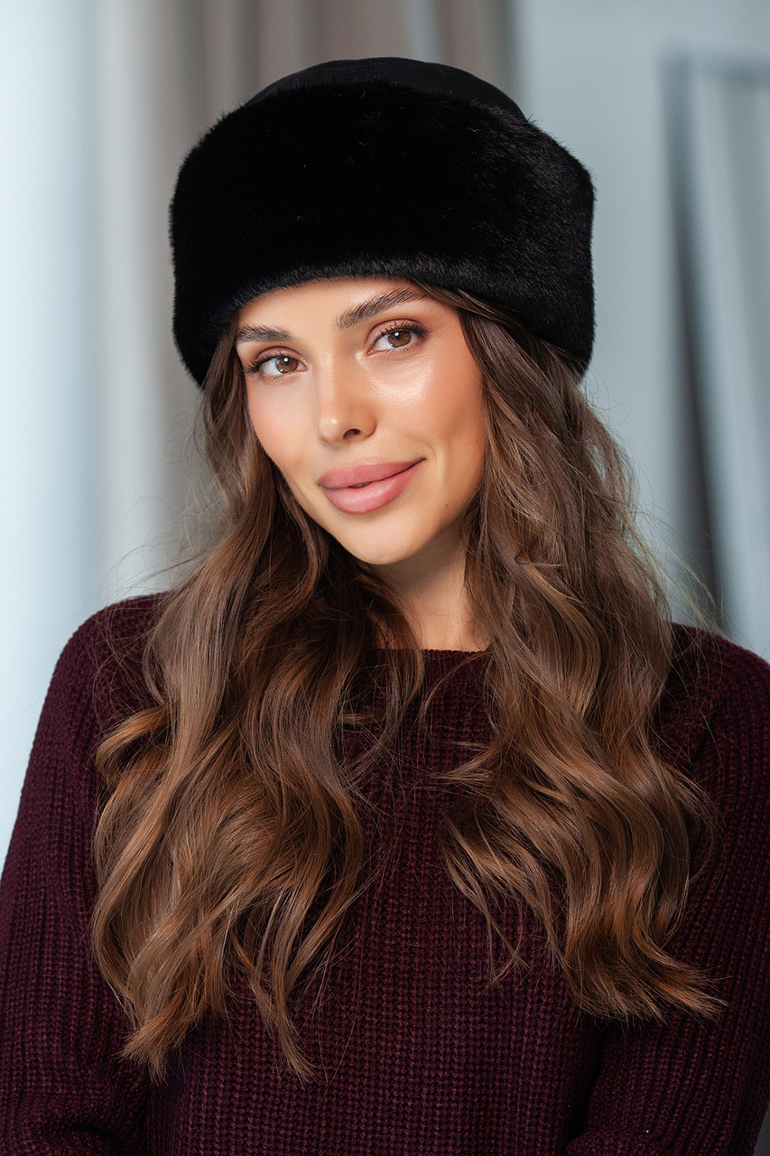 Шапка з екохутра "Норка", колір чорний