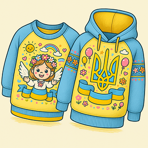 Дитячі патріотичні худі, толстовки та реглани довгий рукав з українськими мотивами з вишивкою