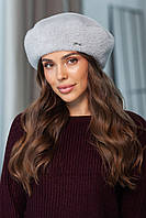 Берет з екохутра Альпака колір сірий