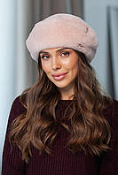 Берет з екохутра Альпака, колір пудра