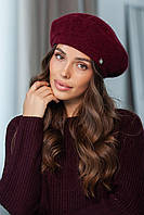 Жіночий берет на ніжці, колір вишневий