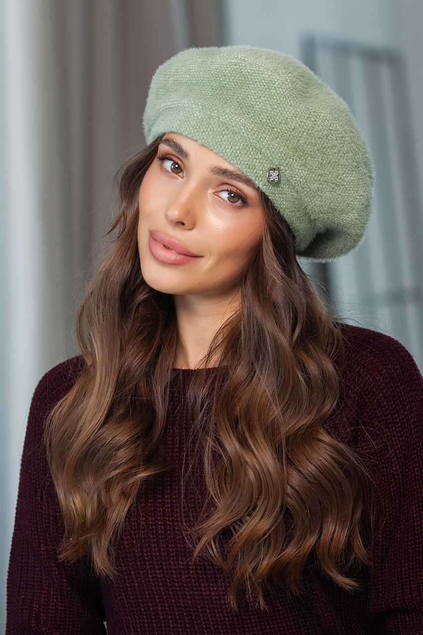 Жіночий берет на ніжці, колір фісташковий, фото 1