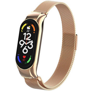 Ремінець Milanese Loop Design для Xiaomi Mi Band 8 / Band 9 (China) / 10 Pink Gold