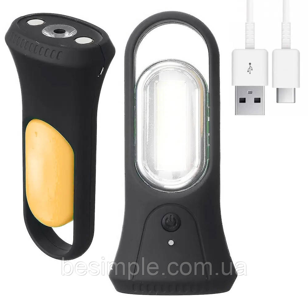 Ліхтар ручний акумуляторний MicroUSB, 3W, магніт 0710-023 / Кемпінговий ліхтарик на акумуляторі, фото 1
