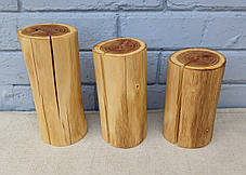 Пеньки із натурального дерева для фотозон, декору, інтер'єру, ручна робота, набір 3 шт., фото 2