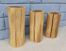 Пеньки із натурального дерева для фотозон, декору, інтер'єру, ручна робота, набір 3 шт., фото 5