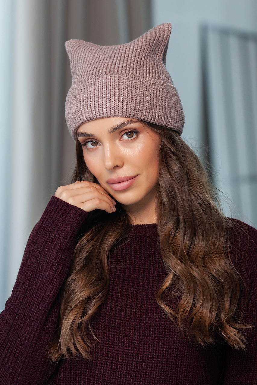 В'язана шапка "Кет", колір моко