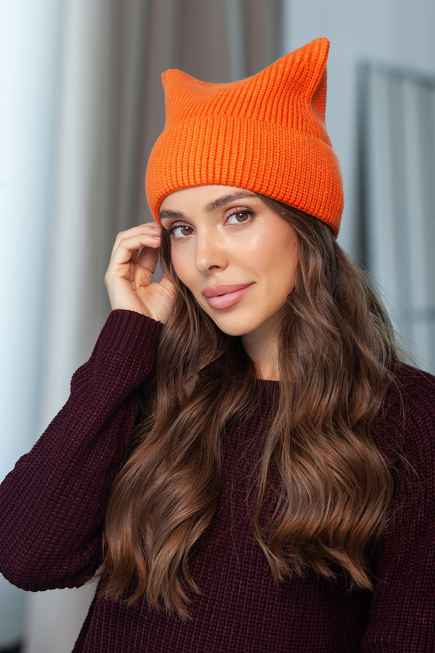 В'язана шапка "Кет", колір оранжевий