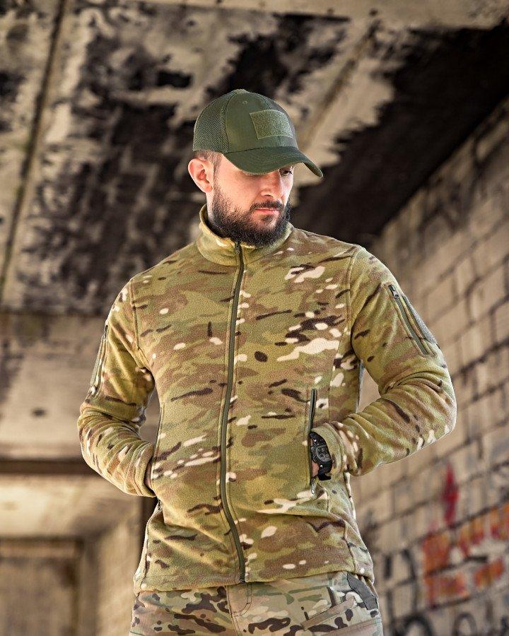Тактична фліска Multicam Bikatex | військова флісова кофта з липучками та адмін кишенями, фото 1