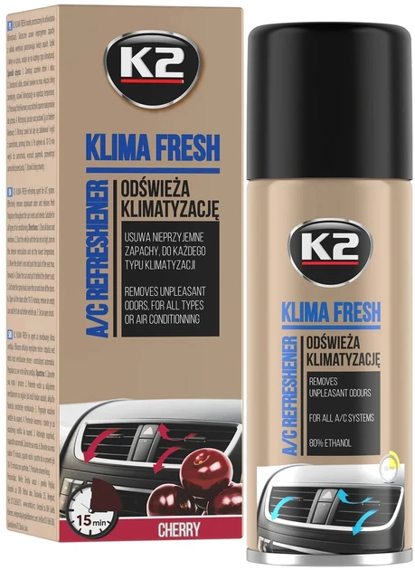 Ароматизатор (освіжувач) системи кондиціонування "вишня" / K2 PERFECT KLIMA FRESH 150ML CHERRY, фото 1