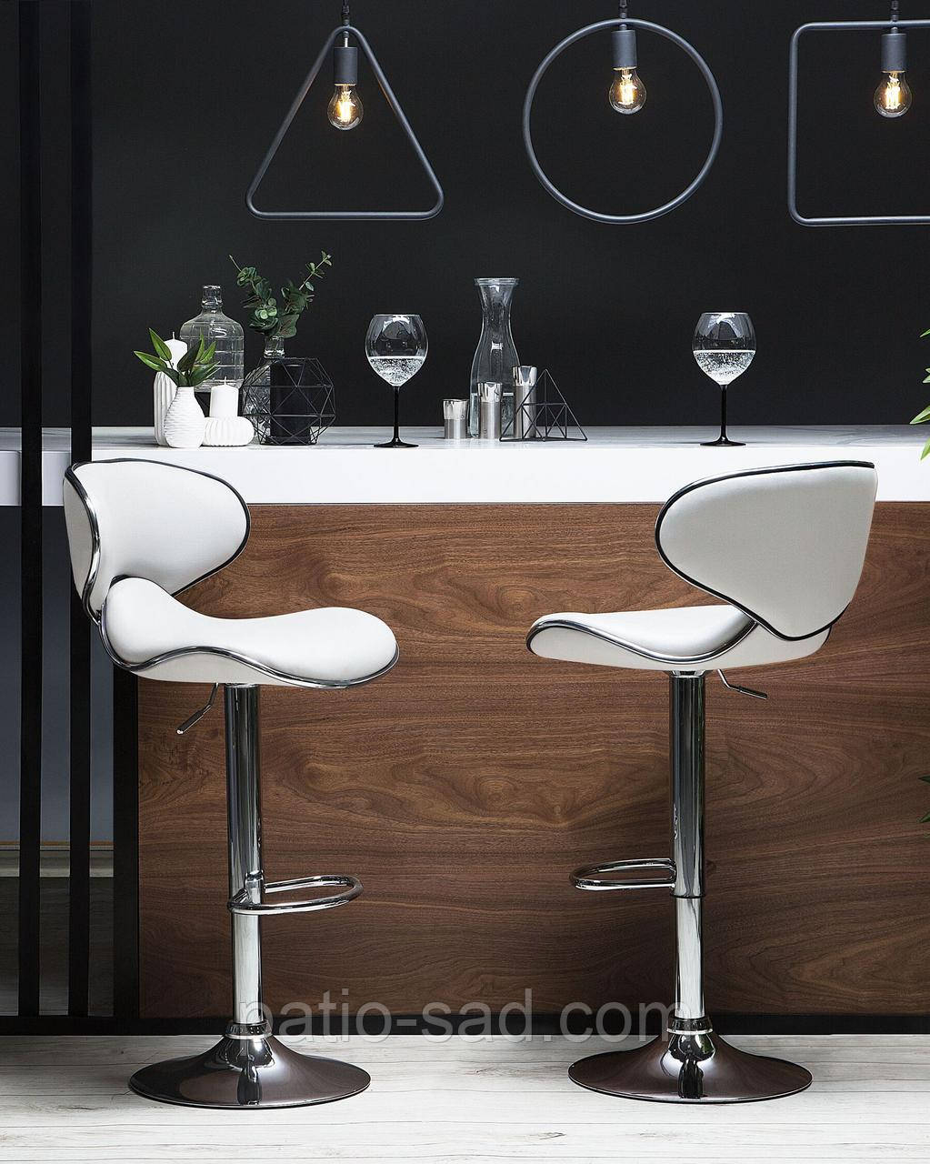 2 барні стільці, що обертаються, з регулюванням висоти CONWAY, екошкіра, білий, фото 1