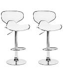 2 барні стільці, що обертаються, з регулюванням висоти CONWAY, екошкіра, білий, фото 2