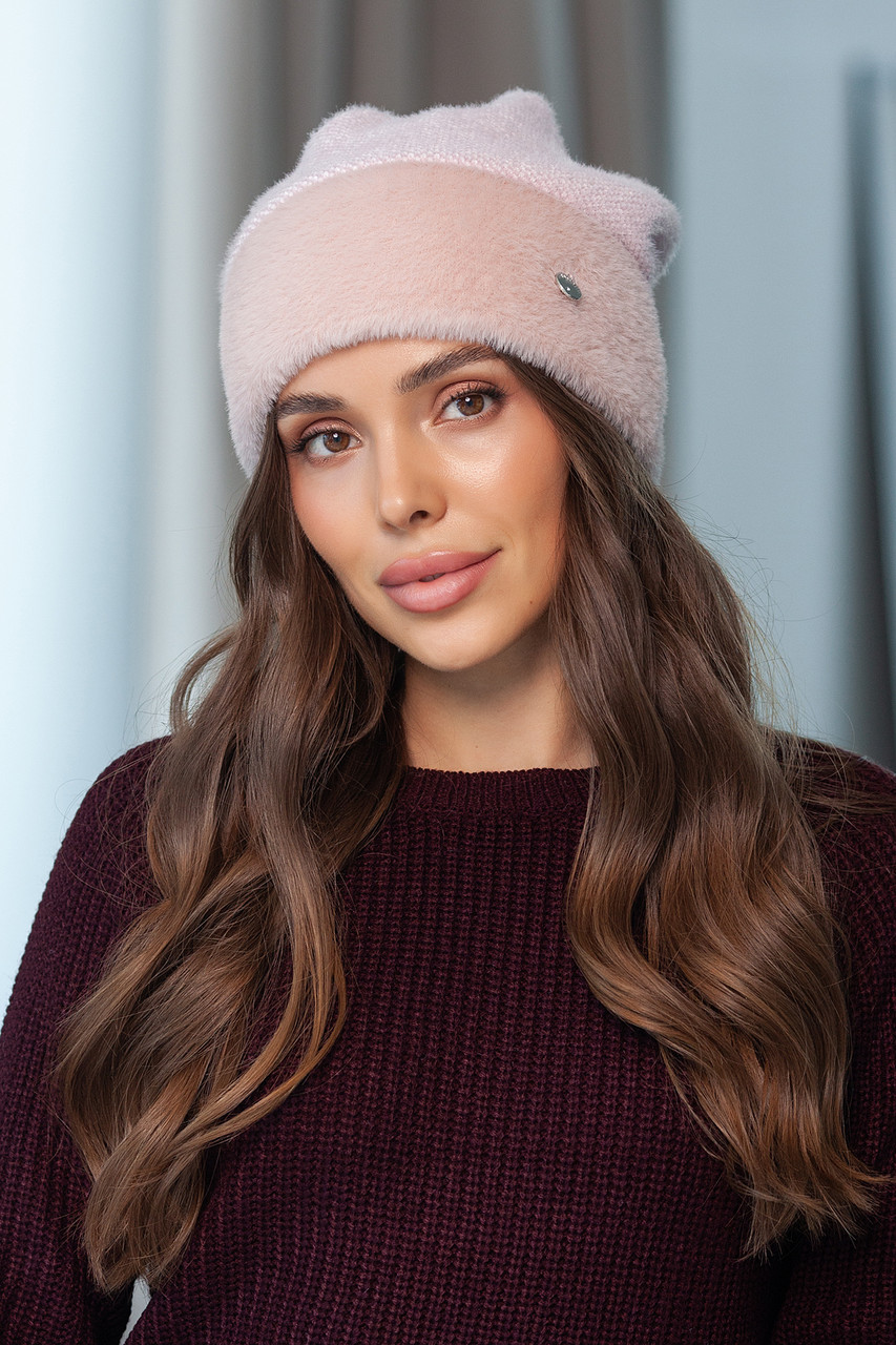 Шапка з альпаки "Сюзенна", колір пудра