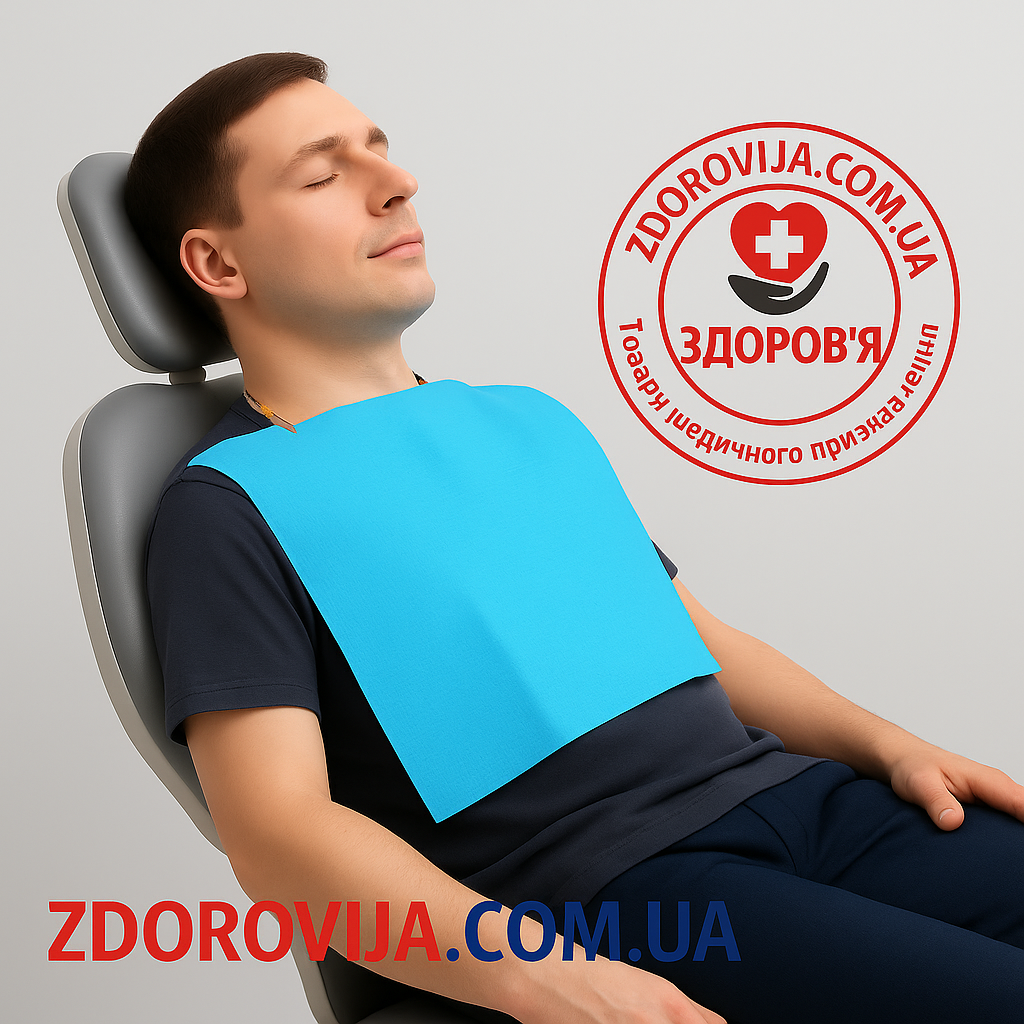 Нагрудники стоматологічні одноразового використання колір блакитний 50шт