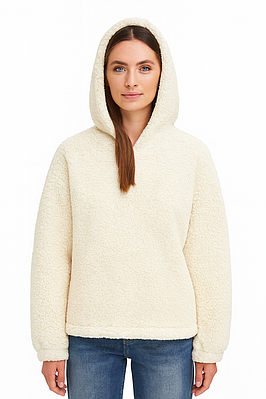 Худі жіноче тепле Тедді молочний колір