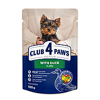 Вологий корм Club 4 Paws Premium Клуб 4 лапи для цуценят мініатюрних та малих порід, качка в желе 100 гр х 24 шт