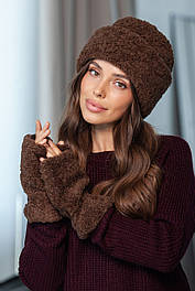 Комплект: шапка та мітенки з екохутра "Тедді" Люкс