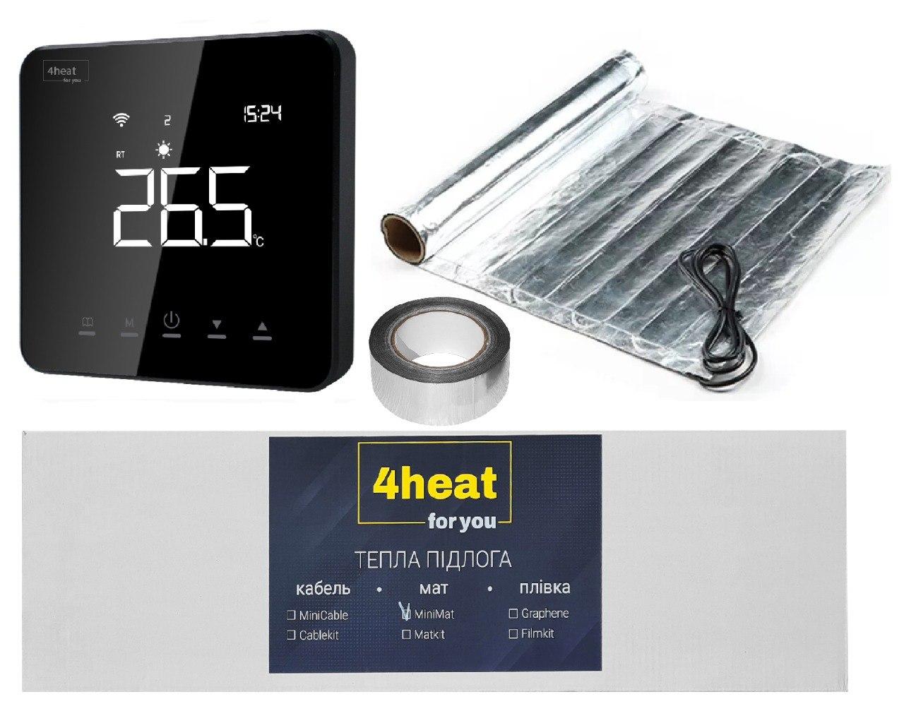 Комплект тепла підлога під ламінат AlumKit Sensor-1,5 м2 | Алюмінієвий мат + Сенсорний терморегулятор 4HEAT, фото 1