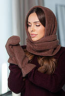 Комплект "Селін" косинка та рукавиці, колір коричневий