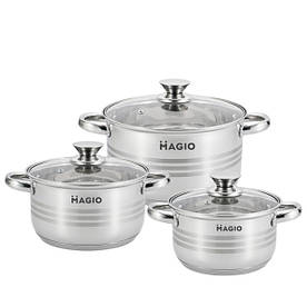 Набір з 3-х каструль 2.6, 3.6, 6.1 л. з нержавіючої сталі та топовим капсульним 5-ти слойним дном