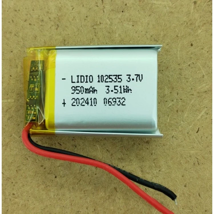 Літій-полімерний акумулятор 10*25*35mm (Li-ion 3.7В 950мА·ч)