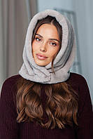 Капюшон з екохутра норка, колір сірий