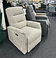 Крісло реклайнер з USB портом Jamal бежеве з тканинною оббивкою з електроприводом в кімнату, фото 2