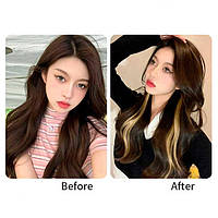 Кольорове пасмо волосся на шпильках 60 см блонд Накладне волосся