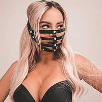 Маска зі шкіряних ремінців - Чорний - Садо-мазо