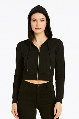 Кофта жіноча з капюшоном Matte чорна (NA2583)