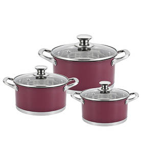 Набір з 3-х каструль 2.6, 3.6, 6.1 л. з нержавіючої сталі та топовим капсульним багатошаровим дном