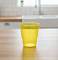 Склоподібний одноразовий стакан без ніжки 200 мл жовтий, склопластиковий посуд для напоїв та десертів