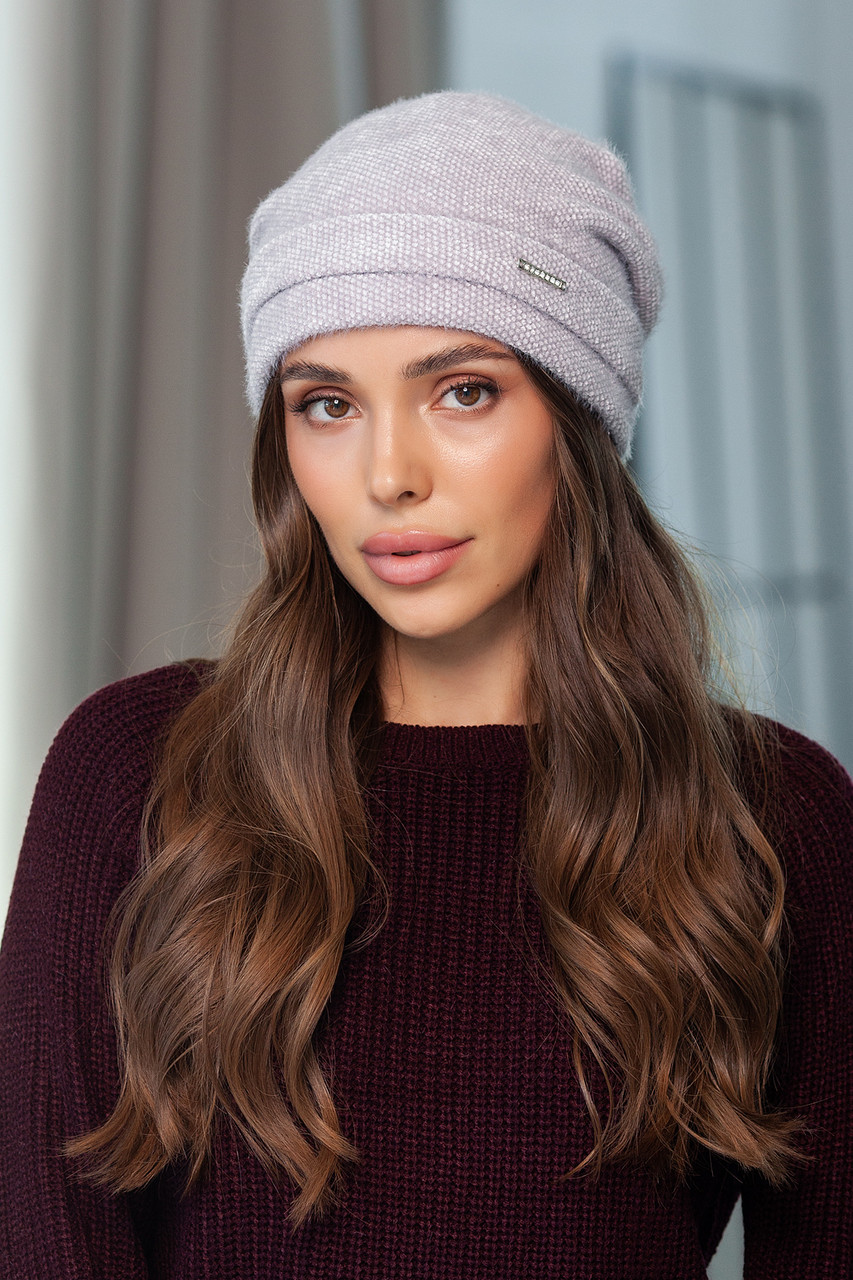 Шапка з екохутра "Даяна", колір сірий